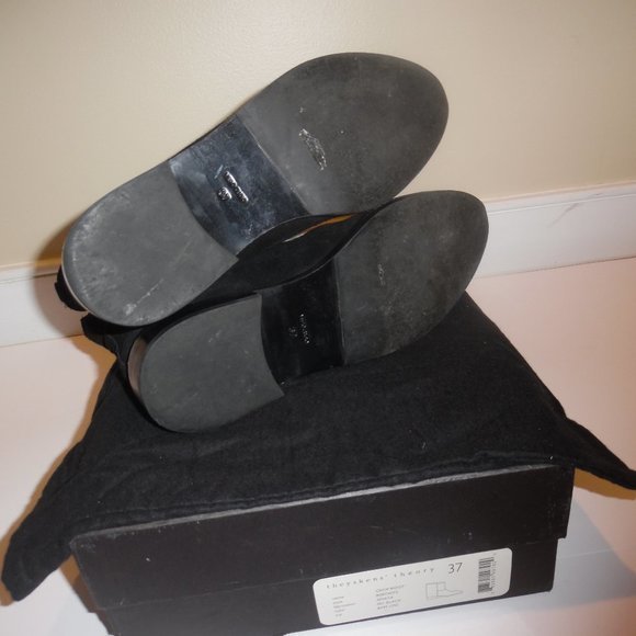 THEYSKENS THEORY Cropped Amaya Suede Ankle Boots Casual‎ Black Booties Shoes 7 - Picture 5 of 11